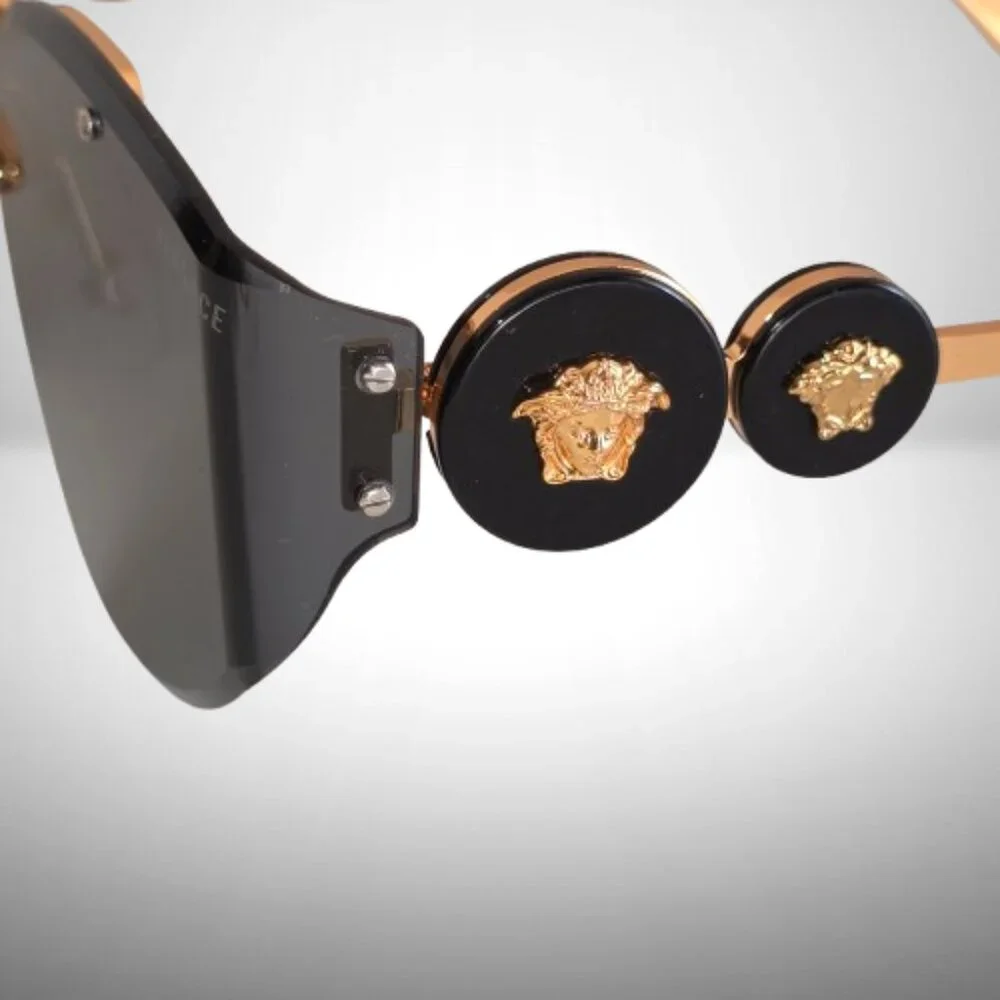 Versace Medusa VE2250K Rimless Gold Metal Aviator Sunglasses - New - Picture 4 of 8